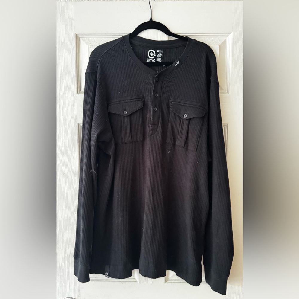 Men's LRG Black Ribbed Button-Up Shirt
